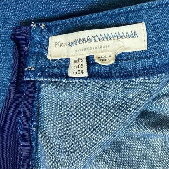 Anthropologie: Denim Wrap Asymmetrical Hem Skirt | Sz 2 - Picture 5 of 8